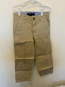 Tommy Hilfiger Boys Khaki Logo Fit Twill Stretch Chino Pants Size 5 beige - Picture 1 of 2