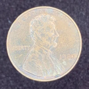 P24 1980 P Lincoln Memorial Cent Error Coin Doubling on Reverse 'AMERICA' - Picture 1 of 3