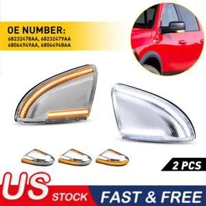 Dual Color LED Side Mirror Puddle Light Signal Lamps for 09-2018 Dodge RAM 1500 - Foto 1 di 11