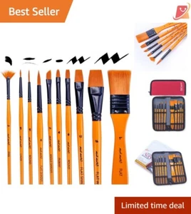 10pc Taklon Hair Paint Brushes Set for Acrylic Art, Ideal for Kids & Artists - Picture 1 of 7