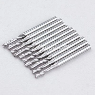 10x 1/8'' Carbide High Quality One Single Flute Spiral Bit CED 2.5mm CEL12mm - Image 1 of 3