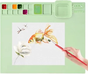 Silicone Craft Mat With Built in Cleaning Cup and Paint Holder, Art Silicone Mat - Picture 1 of 6