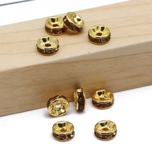 Rhinestone Rondelles Crystal Spacer Beads DIY Bracelet Necklace 4/6/8/10mm 50Pcs - Picture 1 of 47