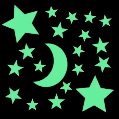 20 große Leuchtsterne m. Mond nachleuchtend ⭐ G3-SET weiße deutsche HP-Folie© - Bild 1 von 4