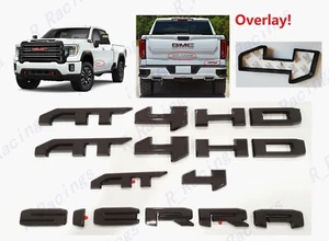Overlay Emblem Door Rear Gloss Black AT4 HD Sierra GMC Sierra 1500 2500HD 3500HD - Picture 1 of 12