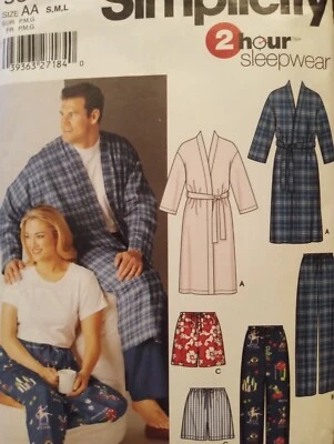 Bathrobe Robe Pajamas Sewing Pattern Pajama Pants Simplicity 5314 Sm Med Lrg - Image 1 of 2