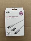  Wilko Satellite F Cable 2M Coupler Connection Lead White Aerial Tv New