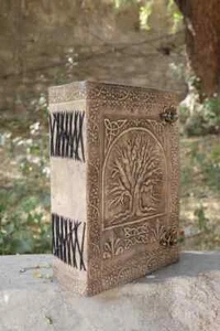 10" Fat Tree Of Life Leather Journal Large 600 Pages Grimoire Book of Shadow - Picture 1 of 5