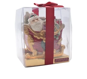 Fitz And Floyd Holiday Candle Ceramic Santa In Sleigh Green Candle NEW - Picture 1 of 4