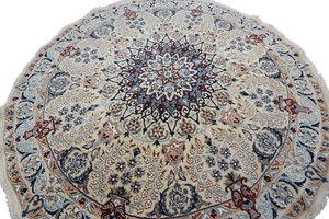 Rare 5' Round Nain Rug Beautiful Wool & Silk Authentic Handmade Rug 147cmx147cm - Picture 1 of 9