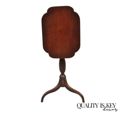 Antique Sheraton Style Mahogany Tilt Top Tea Table Candle Stand - Image 1 of 4