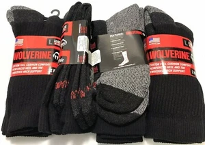 Wolverine Cotton Full Cushion Comfort Socks, Large, Black, 8 pairs - FREE SHIP - Picture 1 of 1