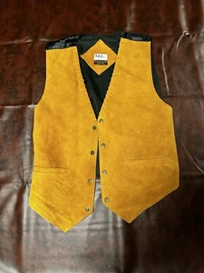 Western Leather VEST Mens Orange Jacket Button Up - Picture 1 of 9