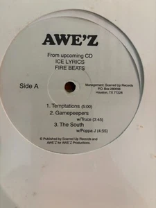 AWE'Z "Ice Lyrics Fire Beats" 12" Single Promo Houston Texas Sealed - Picture 1 of 2