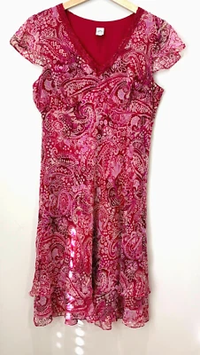 Vestido Babydoll Sangría Y2K 90S Talla 14 Rojo Rosa Romántico Manga Fluido Foto 1 de 4