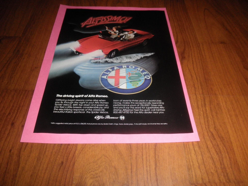 Vintage 1984 ALFA ROMEO AD-"ALFISSIMO"-8 x 10 Gem - Изображение 1 из 1