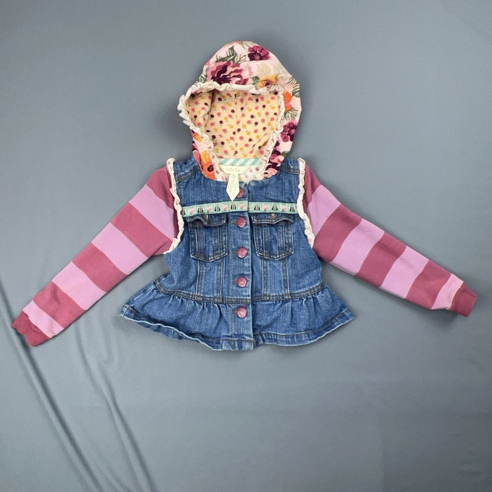 Matilda Jane Jacket Girls 4T Labyrinth Convertible Jean Hooded Removable Sleeve - Image 1 of 4