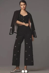 ANTHROPOLOGIE The Colette Cropped Wide-Leg Trousers by Maeve: Bow Edition Sz 26 - Picture 1 of 4