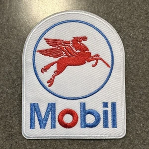 Mobil Pegasus Patch – Embroidered Iron-On New Retro Gas Station Oil Logo Badge - Picture 1 of 4