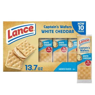 Sandwich Crackers Captain's Wafers White Cheddar 10 Individual Packs 6 Sandwiche - Image 1 of 4