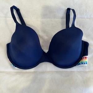 Victoria's Secret Push-up-BH pink marineblau Regenbogen Logo Band Größe 34DD - Bild 1 von 3