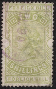 GREAT BRITAIN - QUEEN VICTORIA 2/- FOREIGN BILL STAMP - CANCELLED (A29901) - Picture 1 of 1