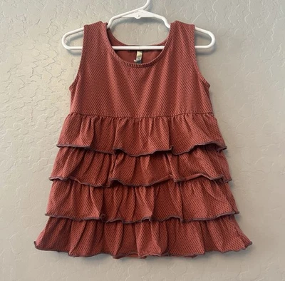 Matilda Jane You & Me garnet lizzy rust polka dot tiered ruffled tank top size 4 - Image 1 of 4