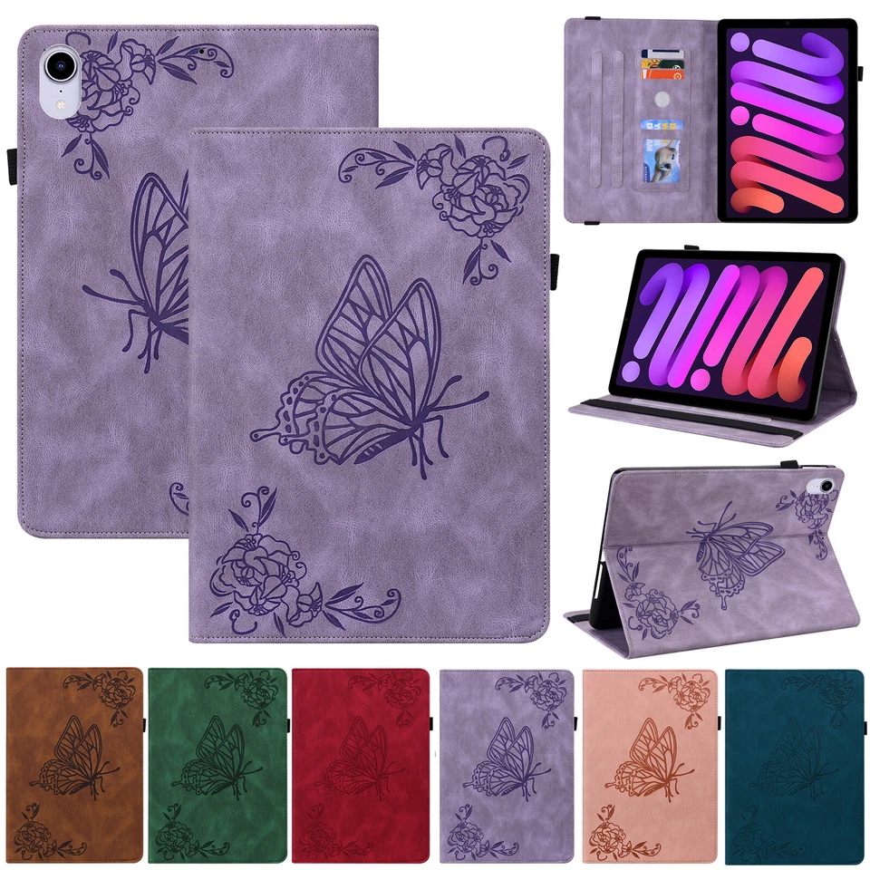 For iPad 10th 9th Gen 8th/Air/Pro 11/mini 6 Butterfly Leather Stand Wallet Case  - Image 1 of 4