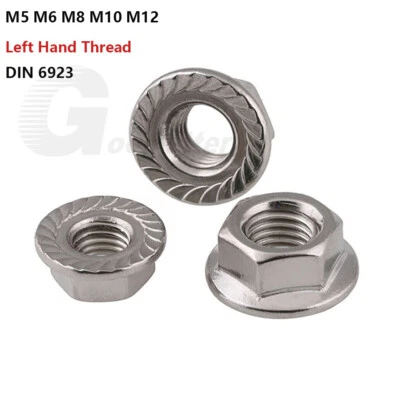 Flanschmuttern Sperrzahnmutter Mutter Linksgewinde DIN 6923 Edelstahl A2 M5 -M12 - Bild 1 von 4