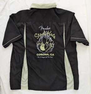 Fender Shirt Mens Large Embroidered Bowling Button Up Da Vinci Guitar Lounge - Picture 1 of 9