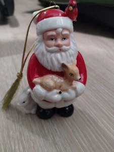 Lennox Santa 2018 Deer Cardinal Figure W/O Box Animals Ornament Christmas - Picture 1 of 4