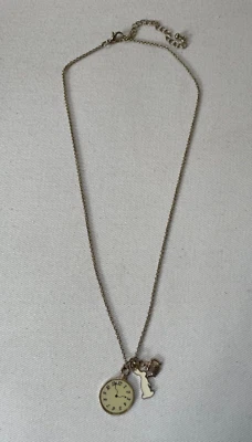 NEU Asos Disney Alice im Wunderland Vintage Kette Gold Uhr Hase Emaille Motiv - Bild 1 von 4