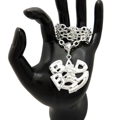 Colgante Hip Hop Plata PT BAD BOY y Collar Cadena Eslabones 6mm 18", 20", 24", 30" Foto 1 de 3