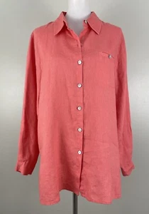 Chico's Leinen Tunika Top Koralle Rosa Oversize Relaxed Fit Boxy Shirt 2, Large - Bild 1 von 5