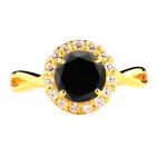 14KT Gold & 2.25Ct 100% Natural Black Diamond With White Accents Women's Ring