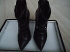 WOMENS DUNE BLACK LEATHER ANKLE BOOTS WITH SLITS & A ZIP SIZE 4 