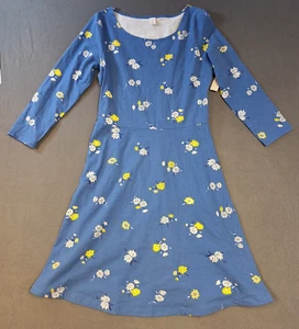 NWT Womens Old Navy Medium TALL Cotton Daisy Dress Blue 3/4 Sleeve Casual - Picture 1 of 12