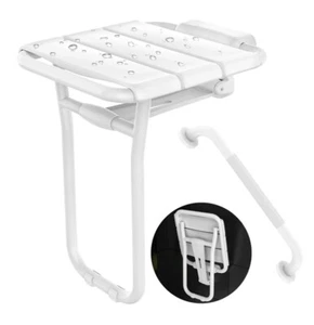 Asiento de ducha plegable montado en la pared barra de agarre de 14 x 16 pulgadas tiene capacidad para 500 libras caja abierta - Imagen 1 de 5
