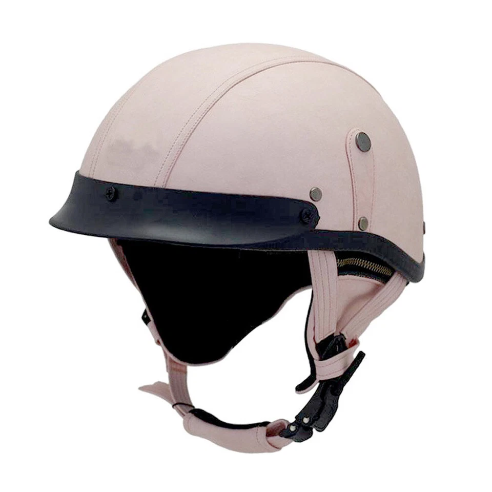 Medio casco de cuero para motocicleta vintage motociclista crucero scooter turismo casco DOT Foto 1 de 1