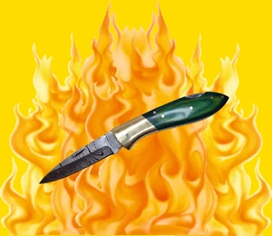 Damast Messer, Taschenmesser, Damaszenermesser, Klappmesser Grün NEU - Bild 1 von 6