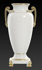 Vase en Porcelaine Vases Design Italien Amphore Classique Blanc Brillante Or - Imagen 1 de 3