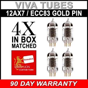 New Matched Quad Reissue Genalex Gold Lion 12AX7 / ECC83/B759 GOLD PIN Tubes SH