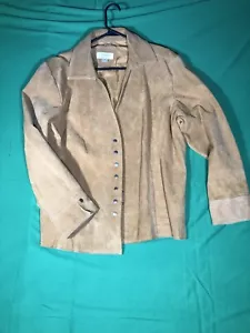 CJ Banks Damen hellbraun Druckknopfleiste 100 % Schweinsleder Jacke Größe 2XL XXL - Bild 1 von 13