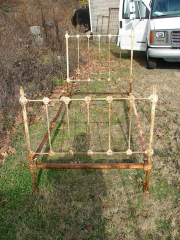 Antique Single Iron Bed (AS-IS) - Needs Brass Knobs - SEE PHOTOS - #2 Cover