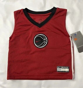 Boys NIKE Red Black Sleeveless Basketball Jersey Top Shirt 24M 24 Months NWT - Picture 1 of 7