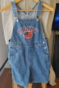 Mickey Unlimited Girls Mickey Mouse Denim America Overalls Shorts - Picture 1 of 7