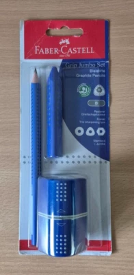 Faber-Castell Grip Jumbo Set - Bleistift + Radierer + Dreifachspitzdose - Blau - Bild 1 von 2