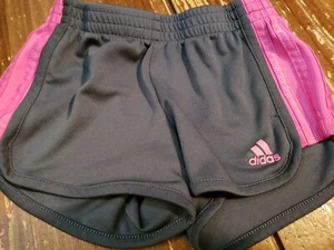 Adidas Kids Size 4 Grey And Pink Shorts - Picture 1 of 5