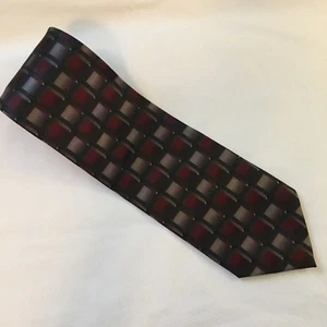 Valerio Garati Handmade Pure Silk Tie Length 60in Width 4in Burgandy Geometric - Foto 1 di 1