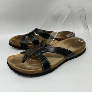 Think! Julia Sandals Flip Flop Thong Shoes Black Leather Slip On Size EU 39 - Picture 1 of 13